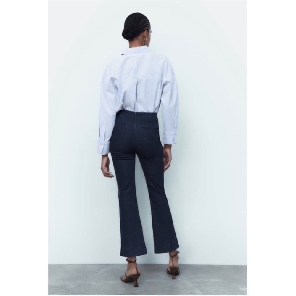 ZARA FRONT POCKET FLARED ANKLE LENGTH JEANS size 6 - Picture 3 of 12